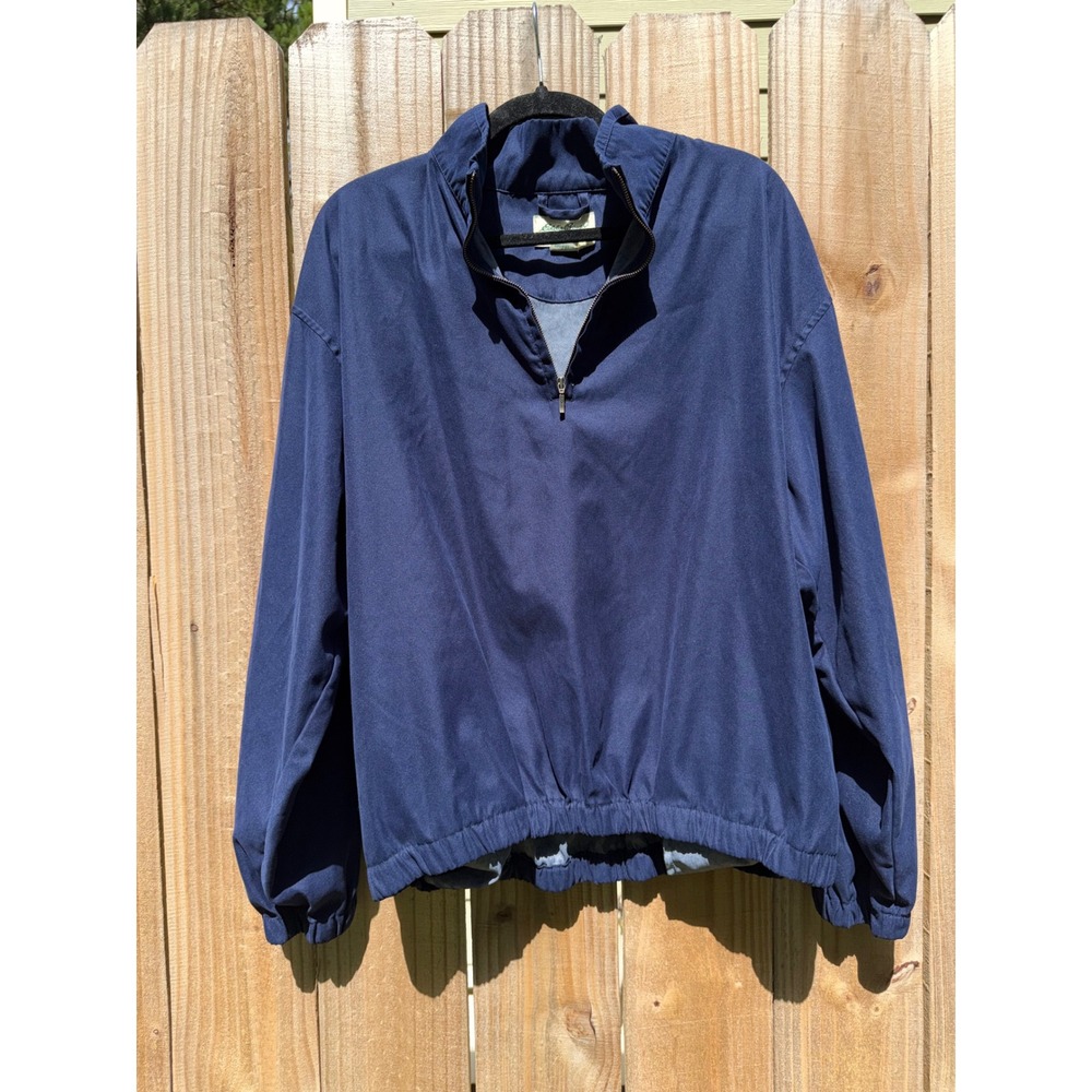 Eddie Bauer Golf Womens Navy Blue Quarter Zip Windbreaker Pullover Jacket Large